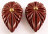 BP182 pr carved chocolate bakelite dress clips